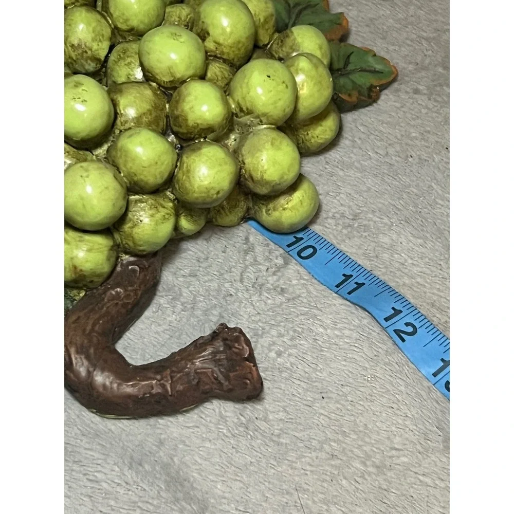 Vintage Ceramic Green Grape Cluster Wall Plaque Kitchen Vineyard Country Decor